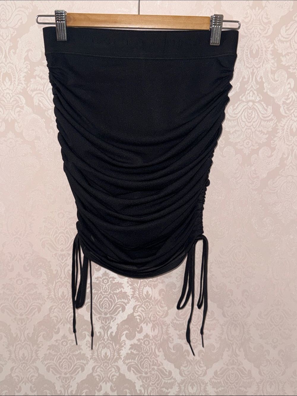 Nike Black Ruched Drawstring Mini Skirt with Built-in Shorts